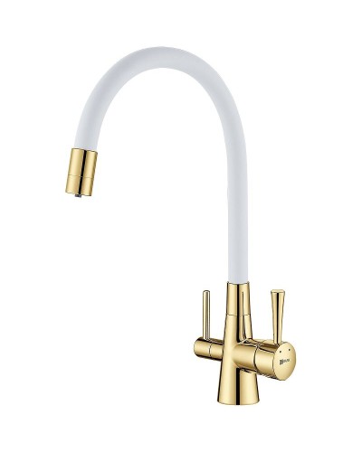 Смеситель для кухни Lemark Comfort LM3075G-White Золото Белый