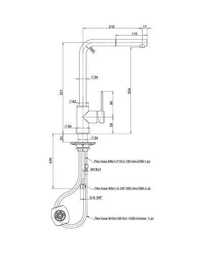 Смеситель для кухни Paini Piemonte PICR46H4 Темно-серый гранит Хром