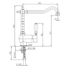 Смеситель для кухни Paini Cox 78F35881ANTKM Старая бронза