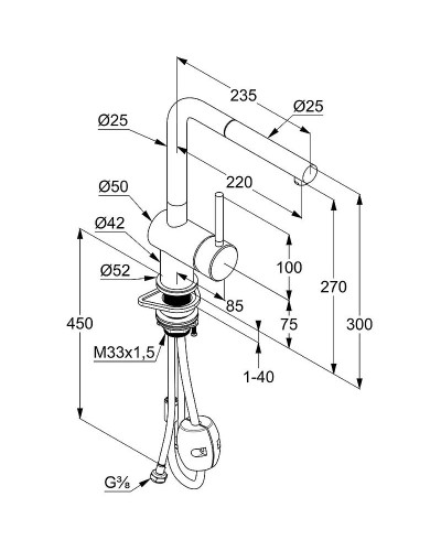 Смеситель для кухни Kludi L Steel 45851F877 Сталь