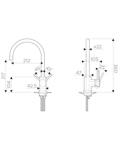 Смеситель для кухни хром Omoikiri  Wakayama-C