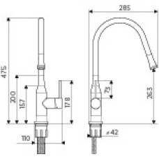 Смеситель для кухни нержавеющая сталь/красный Omoikiri Yatomi-BN-R