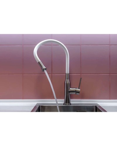 Смеситель для кухни нержавеющая сталь/белый Omoikiri Yatomi-BN-WH