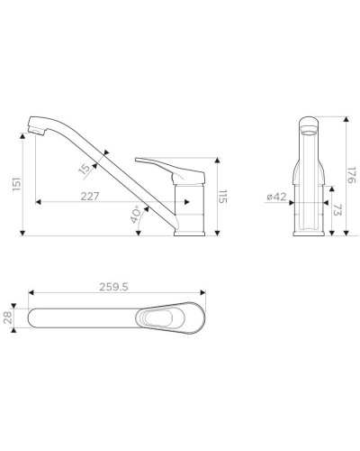 Смеситель для кухни нержавеющая сталь Omoikiri Kado-BN