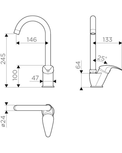 Смеситель для кухни ленинградский серый Omoikiri Umi-GR