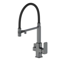 Смеситель для кухни с гибким изливом и подключением фильтра WONZON & WOGHAND, Темный графит (WW-88458012-BGM )