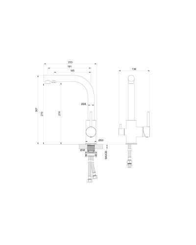 Смеситель для кухни c подключением фильтра WONZON & WOGHAND, Хром (WW-88458005-CR)