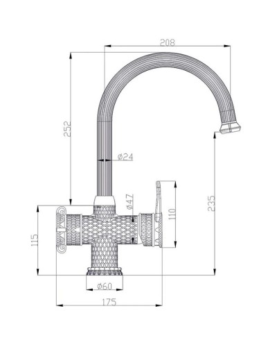 Смеситель для кухни с подключением к фильтру Zorg Antic A 51 KF-BR