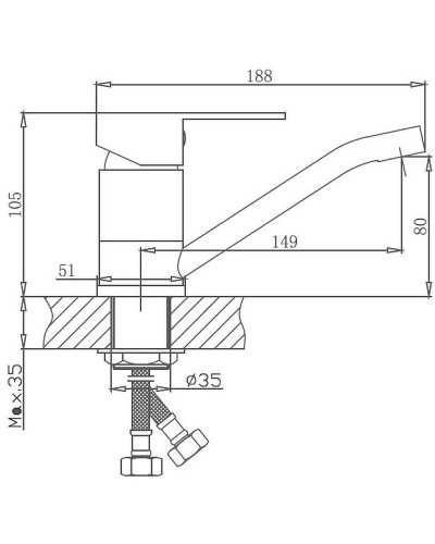 Смеситель для кухни Haiba HB45802 Нержавеющая сталь