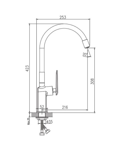Смеситель для кухни Haiba HB73548-7 Черный Хром