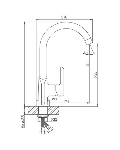 Смеситель для кухни Haiba HB70805-7 Черный Хром