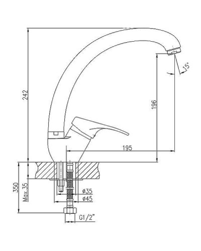 Смеситель для кухни Haiba HB4113-1 Хром матовый