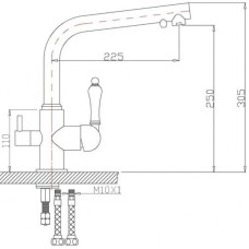 Смеситель для кухни с подключением к фильтру Zorg Sanitary ZR313YF33CHEPHYIMETALL