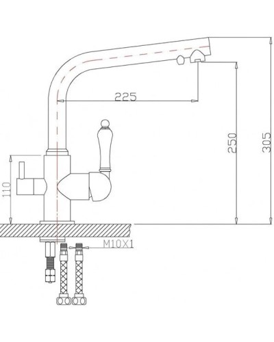 Смеситель для кухни с подключением к фильтру Zorg Sanitary ZR313YF33CHEPHYIMETALL