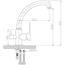 Смеситель для кухни с подключением к фильтру Zorg Sanitary ZR 315 YF-33 BR