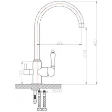 Смеситель для кухни с подключением к фильтру Zorg Sanitary ZR 317 YF-33 BR