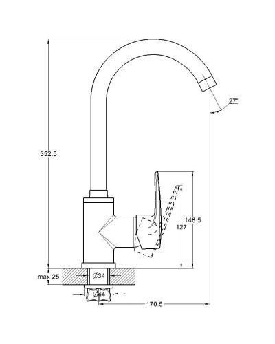 Смеситель для кухни G.Lauf ZAR4-B181