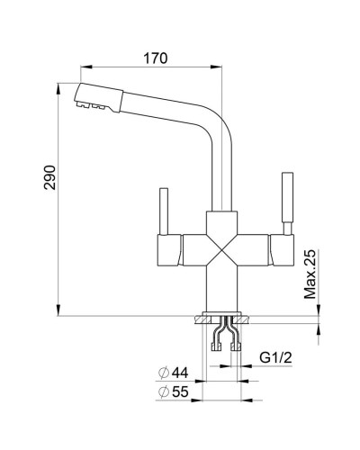 Смеситель для кухни Seaman Eco Granite SGR-2015-Bazalt