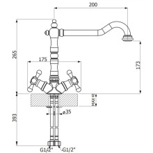 Смеситель для кухни Florentina FL-05 бронза 30.55H.1110