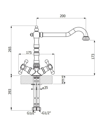 Смеситель для кухни Florentina FL-05 бронза 30.55H.1110