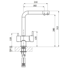 Смеситель для кухни Florentina Ares AV хром/бежевый 30.30H.2120.104