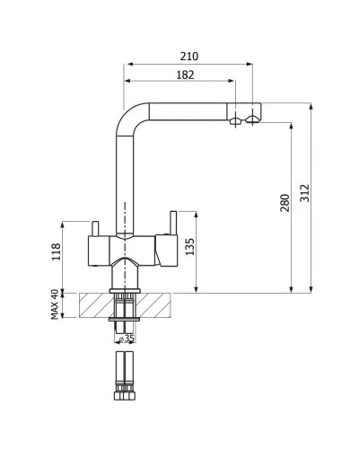 Смеситель для кухни Florentina Ares AV хром/жасмин 30.30H.2120.201