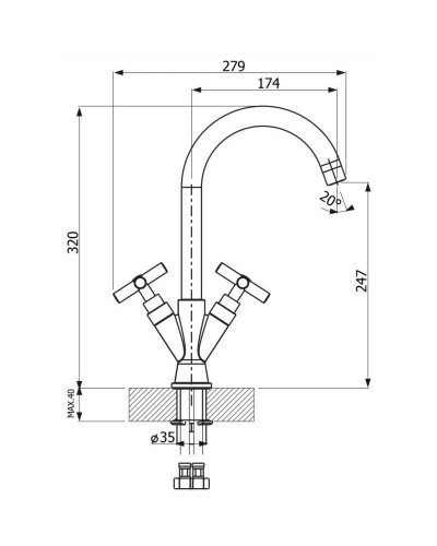 Смеситель для кухни Florentina Ita AV хром/капучино 30.29H.1120.306
