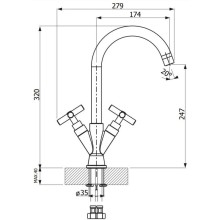 Смеситель для кухни Florentina Ita AV хром/мокко 30.29H.1120.303