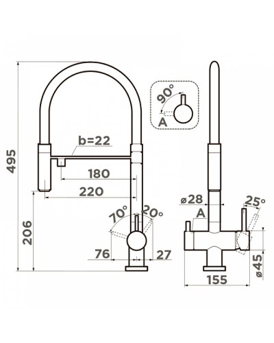 Смеситель для кухни Omoikiri Kanto-BN-WH 4994298 Нержавеющая сталь Белый