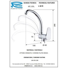 Смеситель для кухни Remer Class Line L42R