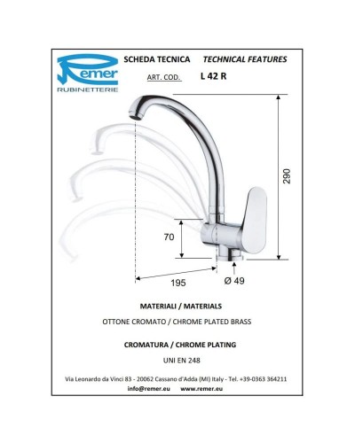 Смеситель для кухни Remer Class Line L42R