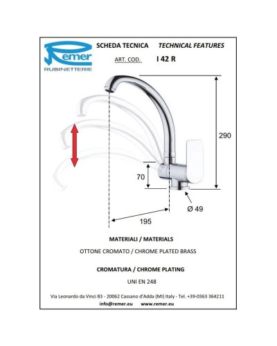 Смеситель для кухни Remer Infinity I42R