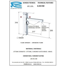 Смеситель для кухни с подключением к фильтру Remer Qubika Q40DW