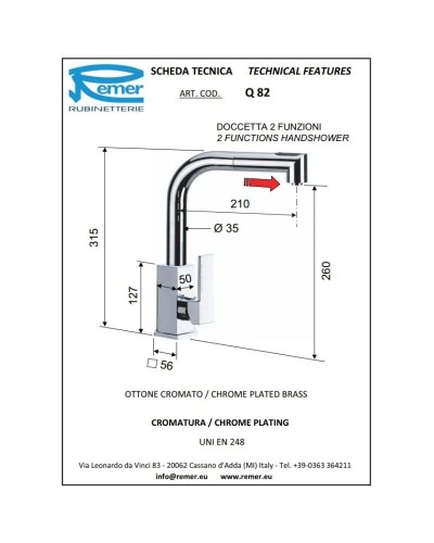 Смеситель для кухни Remer Gourmet Q82