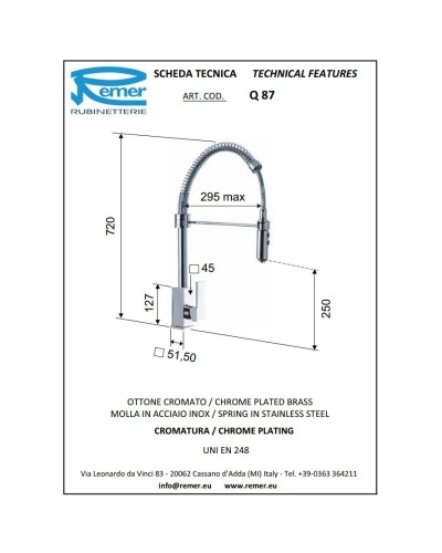 Смеситель для кухни Remer Gourmet Q87