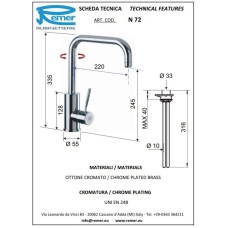 Смеситель для кухни Remer Gourmet N72