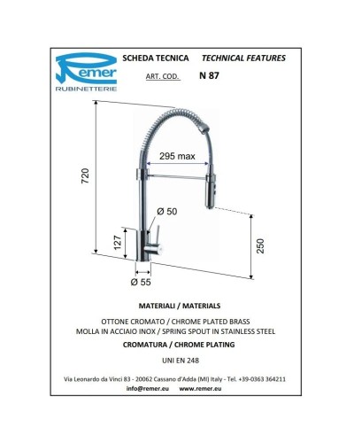 Смеситель для кухни Remer Gourmet N87