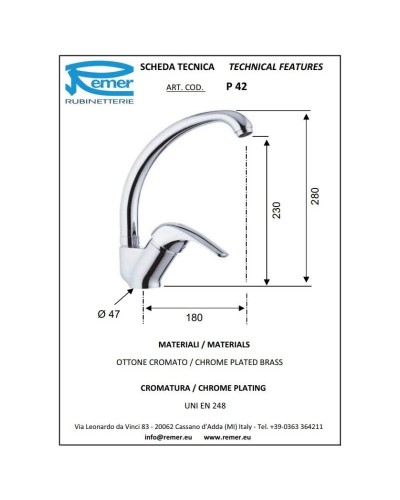 Смеситель для кухни Remer Project P42