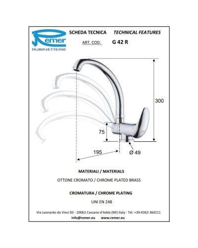Смеситель для кухни Remer Giga G42R