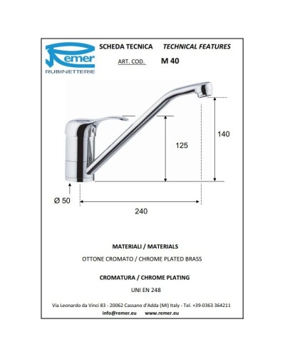 Смеситель для кухни Remer Musa M40