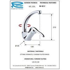 Смеситель для кухни Remer Musa M42C