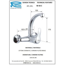 Смеситель для кухни Remer Musa M43C