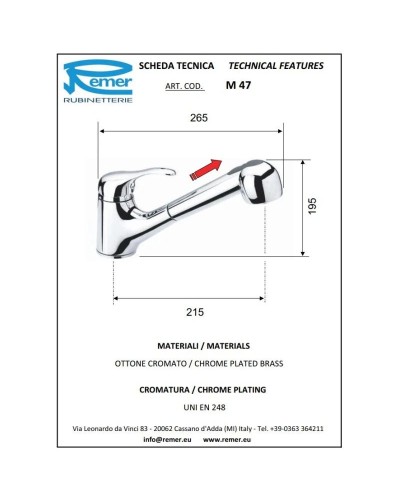 Смеситель для кухни Remer Musa M47