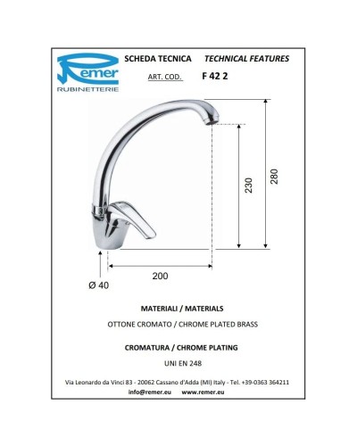 Смеситель для кухни Remer Serie 35 F42