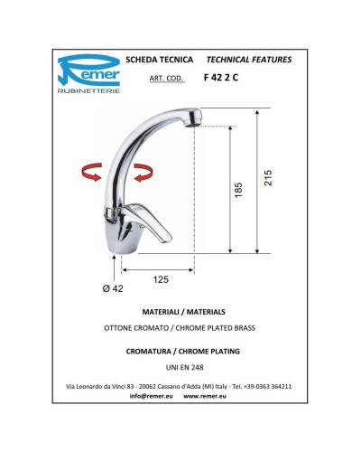 Смеситель для кухни Remer Serie 35 F42C