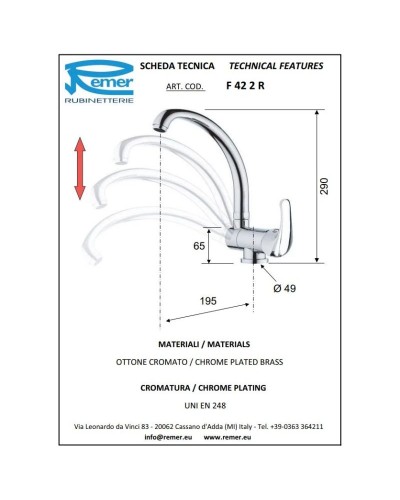 Смеситель для кухни Remer Serie 35 F42R