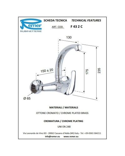 Смеситель для кухни Remer Serie 35 F43C