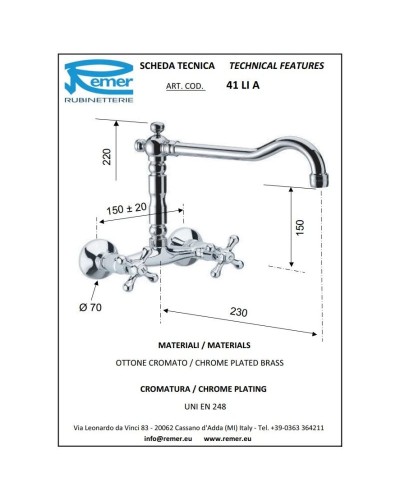 Смеситель для кухни Remer Liberty 41LIACE