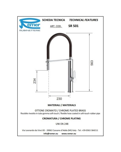 Смеситель для кухни Remer SR501