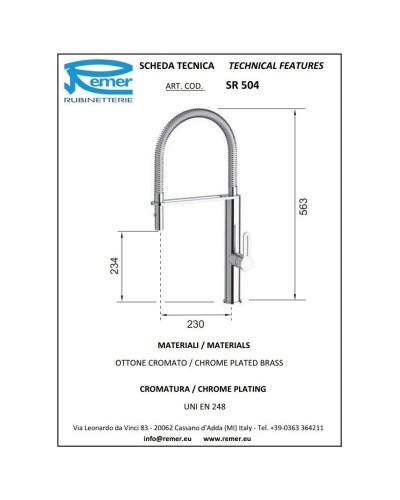 Смеситель для кухни Remer SR504